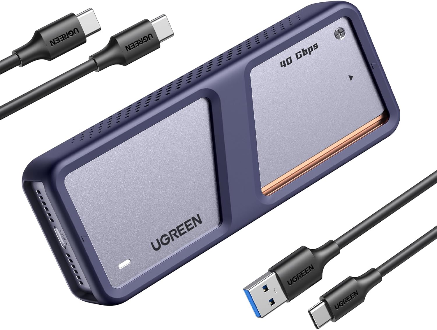 UGREEN USB 4 M2 Gehäuse, 40Gbps NVMe Gehäuse mit leistungsstarker Kühlleistung, USB M2 SSD Adapter für Datenspeicher, kompatibel mit MacBook Pro M4/M4 Pro und M4 Max, HP Celeron N4120, Mac mini M4