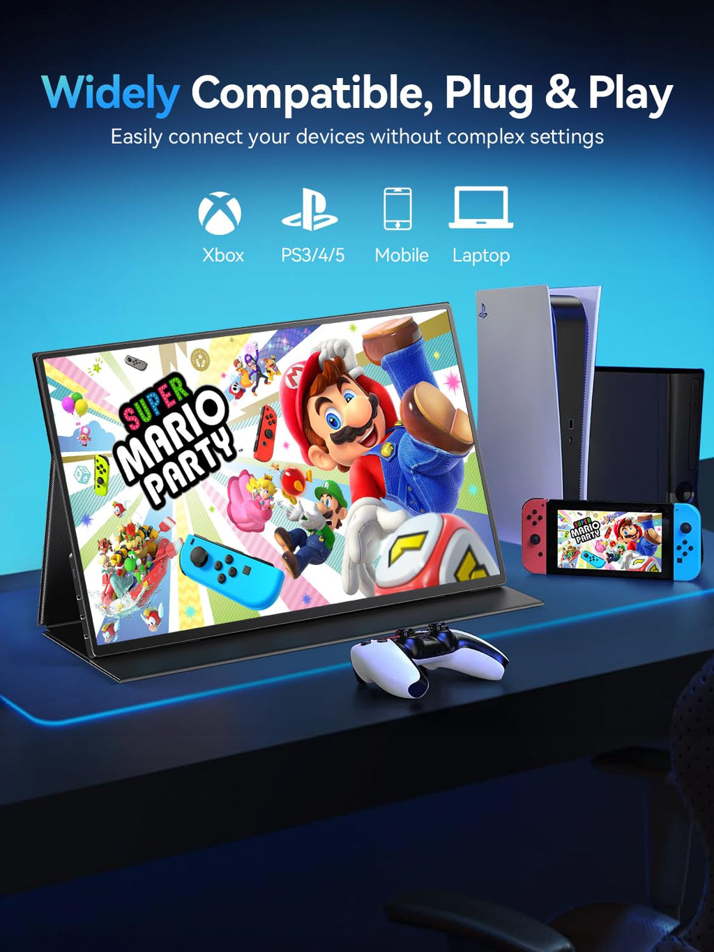 UPERFECT Portable Monitor Touchscreen 21.5 Zoll 120Hz Tragbarer Monitor Touchscreen 1300:1 1080P Bildschirm Integrierter Halterung HDMI USB C für PC Laptop Spielkonsole, Metallgehäuse VESA-Kompatibel