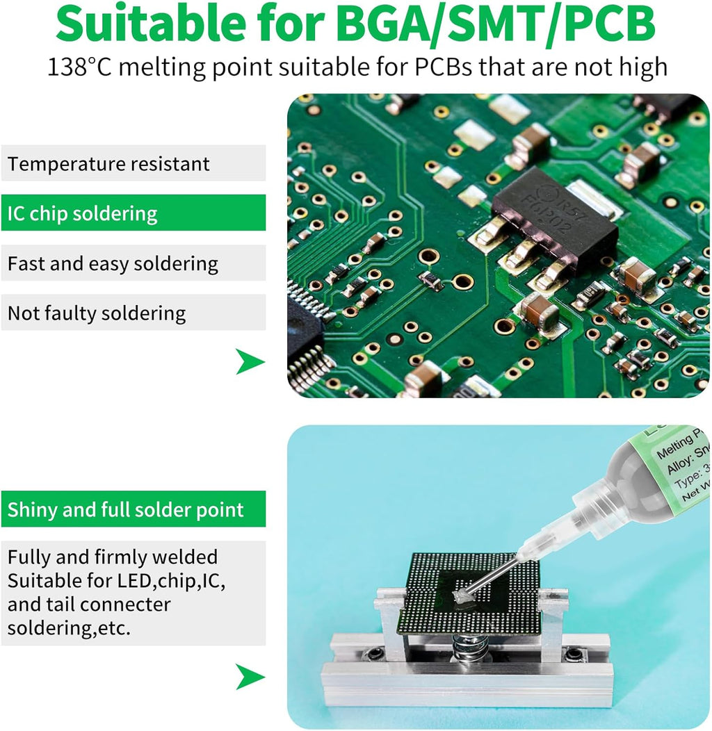 Gruiqrd Spritzenlötpaste Flussmittel Sn42 Bi58, Bleifreies Lötpaste, Lötflussmittel Zinnpaste,Niedrigtemperatur Lötzinn Paste 138 Grad, für BGA LED SMD SMT Lötzinn (1.41oz/40g)