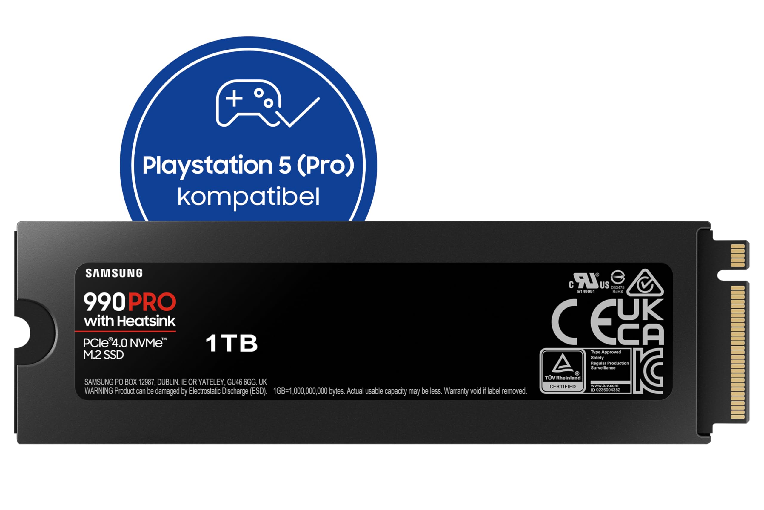 Samsung 990 PRO NVMe M.2 SSD, 2 TB, PCIe 4.0, 7.450 MB/s Lesen, 6.900 MB/s Schreiben, Interne SSD, Interne SSD für Gaming und Videobearbeitung, Schwarz, MZ-V9P2T0BW