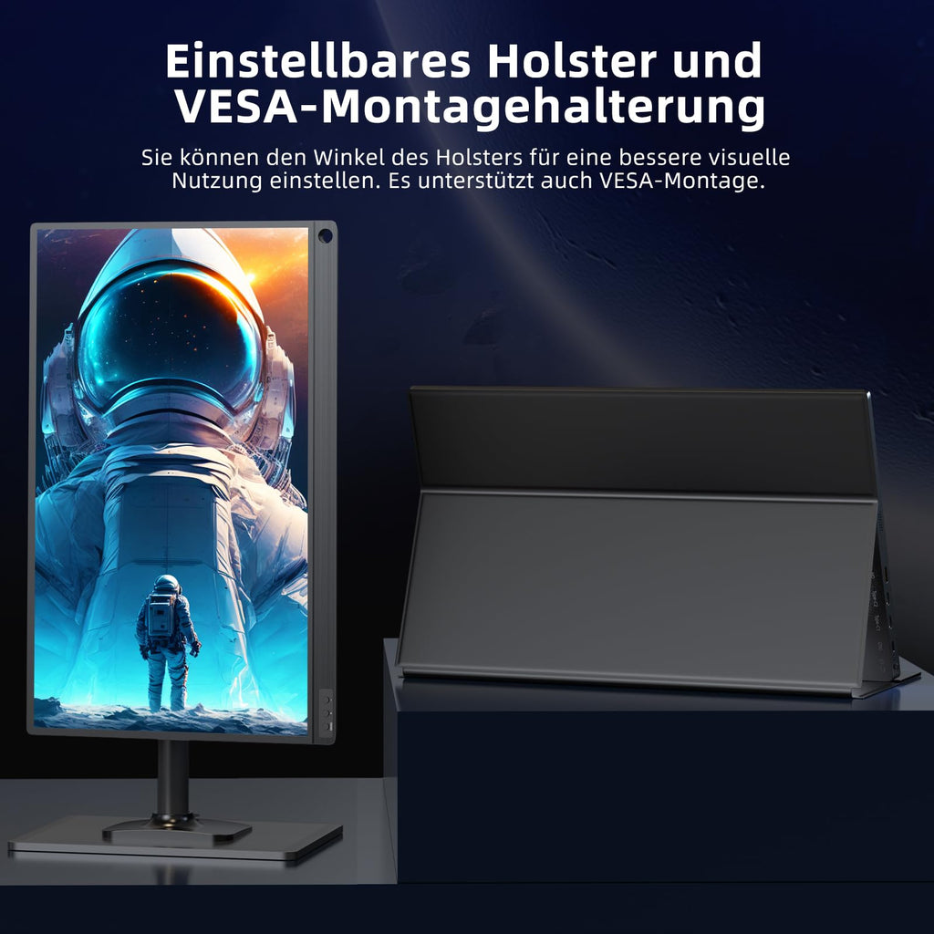 UPERFECT Portable Monitor Touchscreen 21.5 Zoll 120Hz Tragbarer Monitor Touchscreen 1300:1 1080P Bildschirm Integrierter Halterung HDMI USB C für PC Laptop Spielkonsole, Metallgehäuse VESA-Kompatibel
