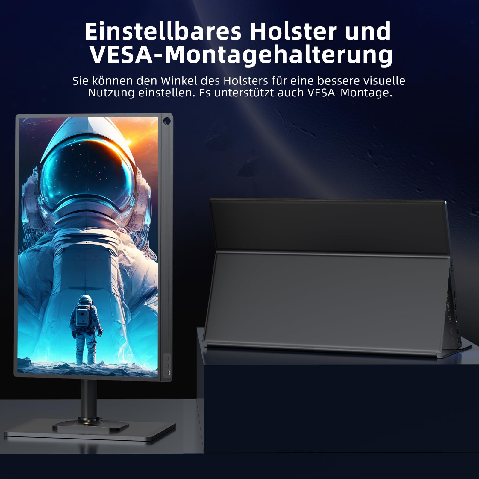 UPERFECT Portable Monitor Touchscreen 21.5 Zoll 120Hz Tragbarer Monitor Touchscreen 1300:1 1080P Bildschirm Integrierter Halterung HDMI USB C für PC Laptop Spielkonsole, Metallgehäuse VESA-Kompatibel