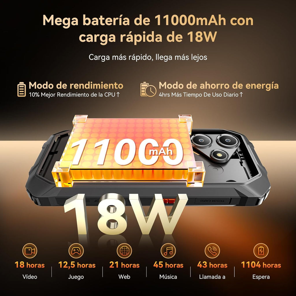 OSCAL Marine 2 Outdoor Handy Ohne Vertrag 2025, 11000mAh 12GB+64GB/2TB, Android 15 Outdoor Smartphone, 6.56" HD+ 90Hz, 16MP+8MP AI Kamera Baustellenhandy, IP69K Wasserdicht, Dual SIM 4G/NFC/OTG/GPS