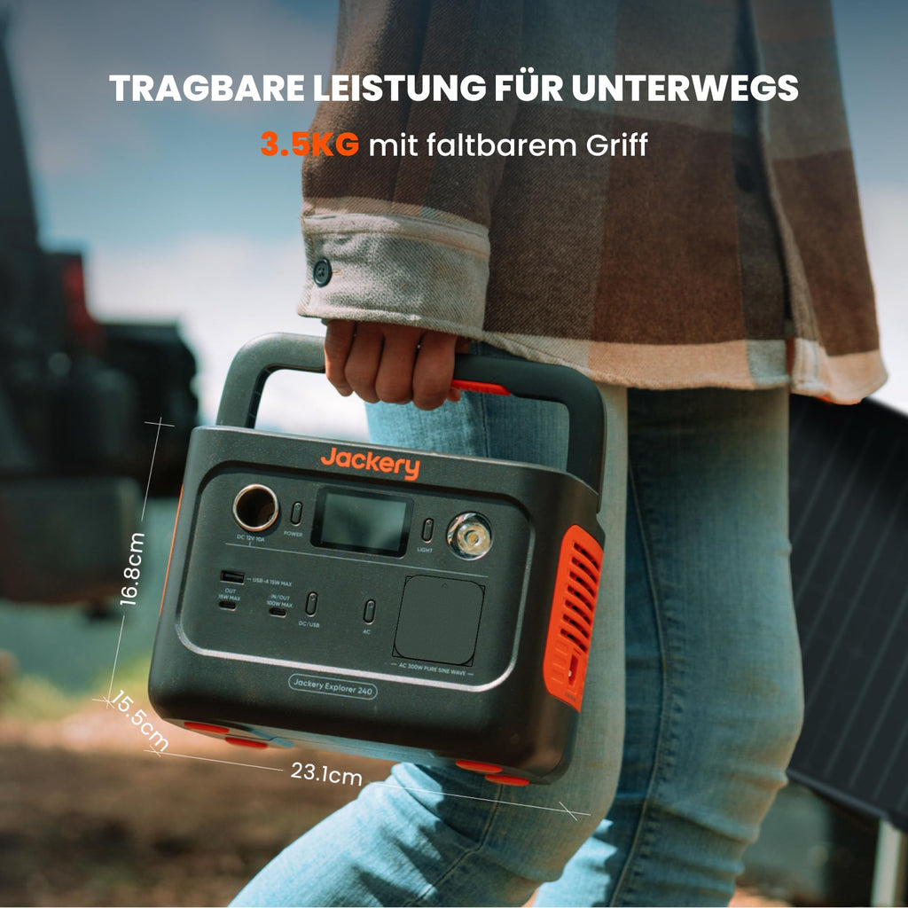 Jackery 240 v2 Solar Generator mit 40W Solarpanel, 256Wh LiFePO4-Batterie, 300W AC & 100W USB-C-Ausgang f¨¹r Outdoor, Camping & Notfall (2024 Neue)