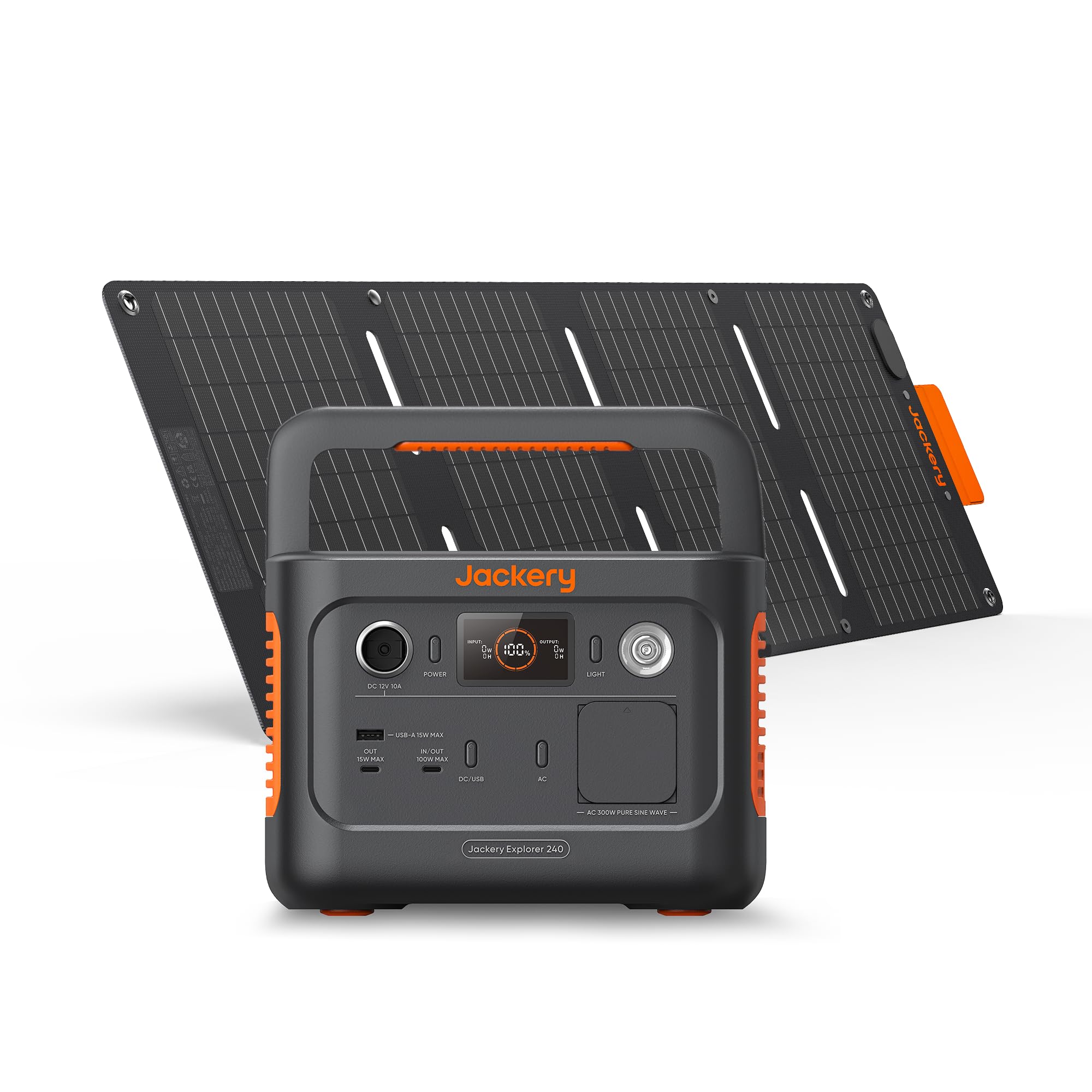 Jackery 240 v2 Solar Generator mit 40W Solarpanel, 256Wh LiFePO4-Batterie, 300W AC & 100W USB-C-Ausgang f¨¹r Outdoor, Camping & Notfall (2024 Neue)