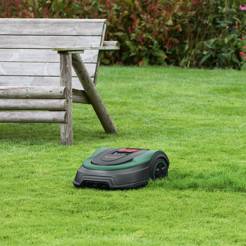 Bosch Home and Garden Indego XS 300 Robot Lawnmower (with Integrated 18 V Battery, Charging Station Included, Cutting Width 19 cm, for Lawns up to 300 m², in Box) Black, Green