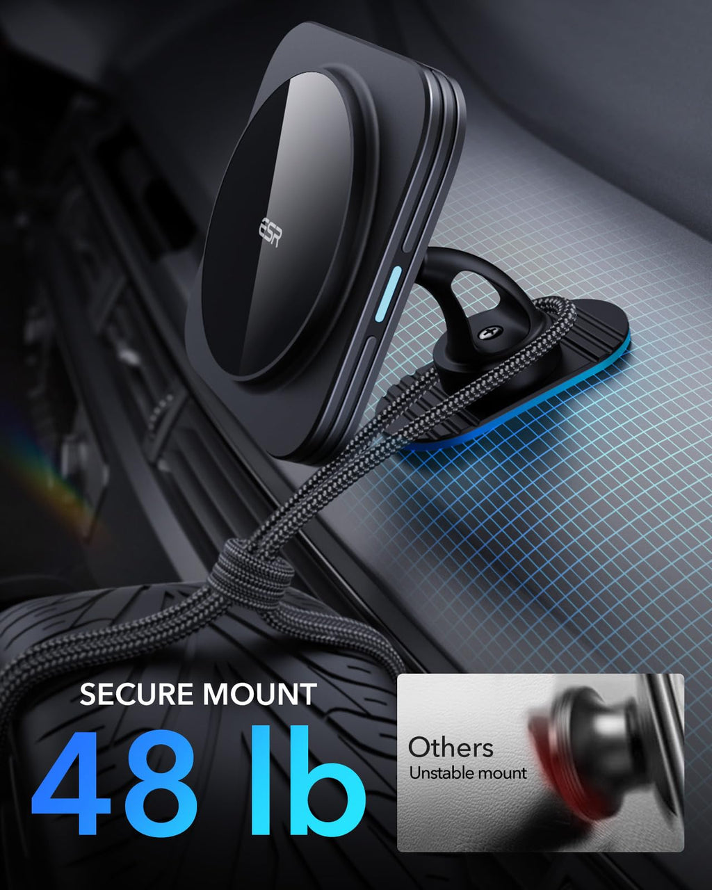 ESR 15W für Magsafe Autohalterung mit Ladefunktion, Handyhalterung Auto Ladegerät,Magnet Kabellose Handyhalterung Auto mit Ladefunktion für iPhone 16/15/14/13/12 Series,Galaxy S25 Series,Schnellladung