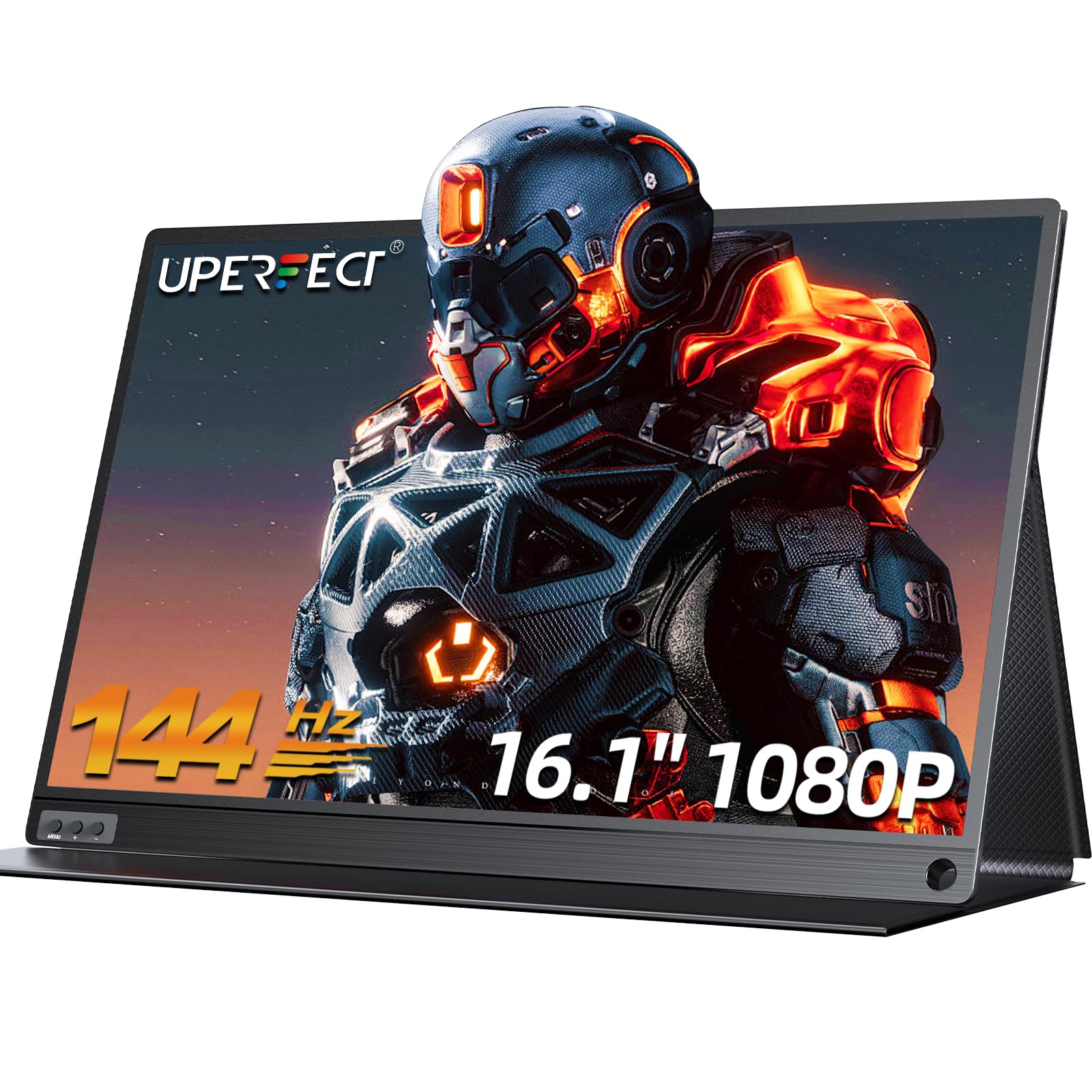 UPERFECT Portable Monitor Touchscreen 21.5 Zoll 120Hz Tragbarer Monitor Touchscreen 1300:1 1080P Bildschirm Integrierter Halterung HDMI USB C für PC Laptop Spielkonsole, Metallgehäuse VESA-Kompatibel
