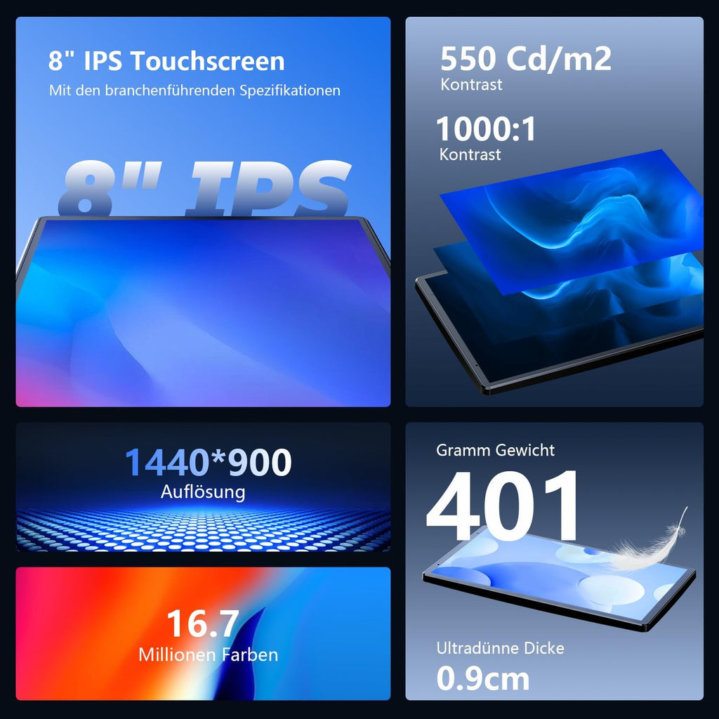 Krunia 8'' Tragbares Carplay Display für Apple CarPlay & Android Auto, 1440x900 HD Display, Magnetische Halterung, OTA-Updates, Rückfahrkamera, Bluetooth, Sprachsteuerung, GPS-Navigation