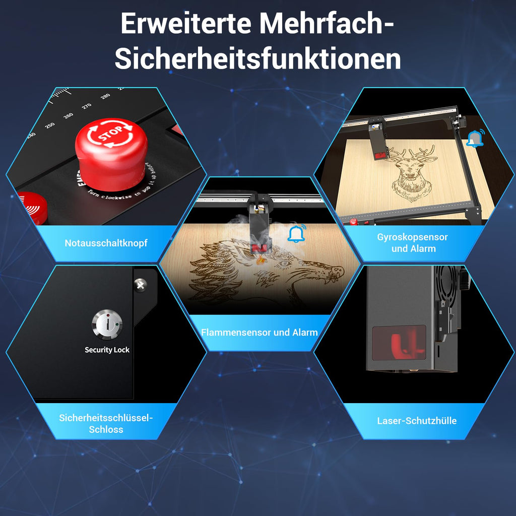 Mecpow X3 Pro Laser Graviermaschine mit Luftunterstützung, 10W Graviermaschine Laser Cutter für Holz und Metall, 60W CNC Fräsmaschine mit Not-Aus, Flammen- und Gyro-Erkennung, 410 x 400mm Fläche