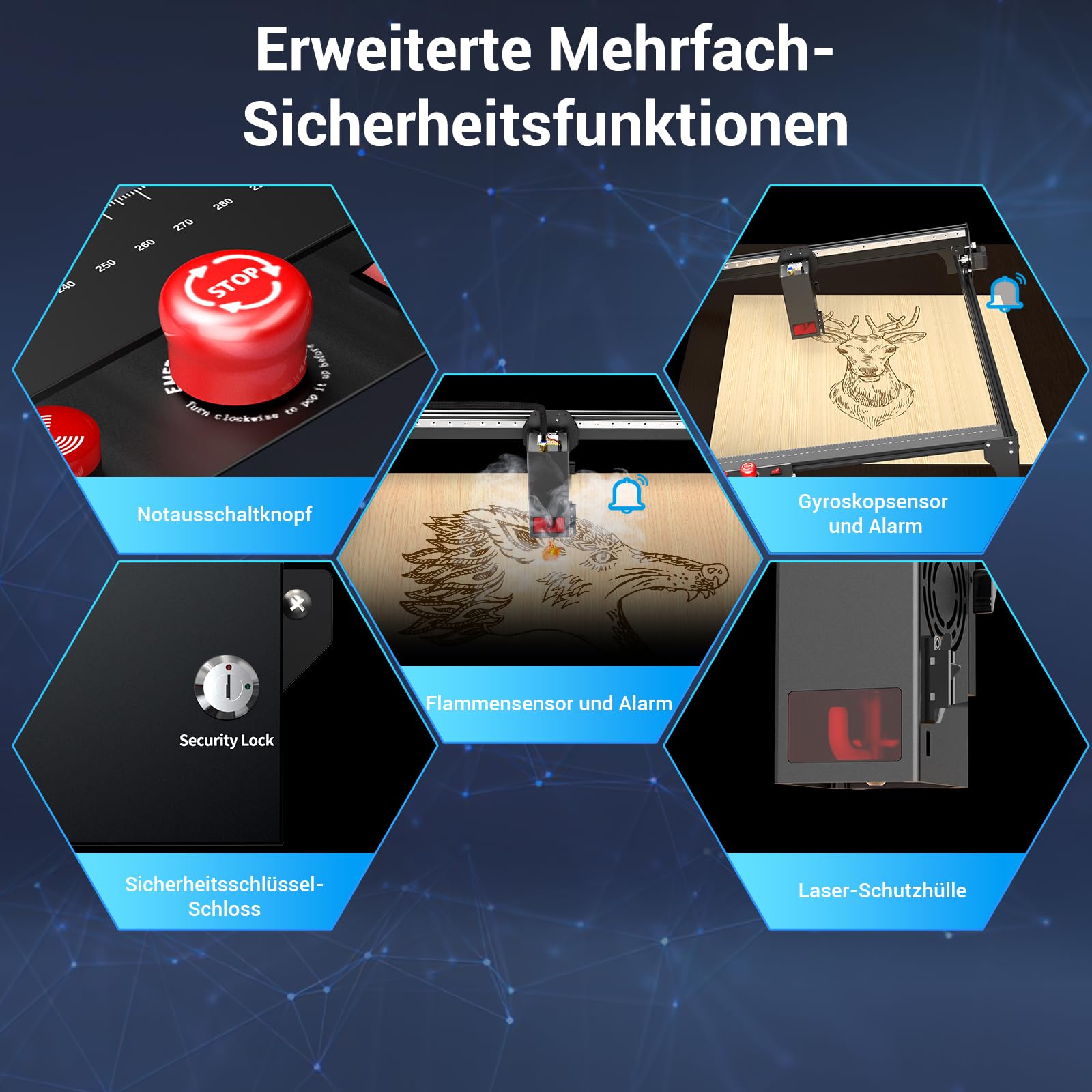 Mecpow X3 Pro Laser Graviermaschine mit Luftunterstützung, 10W Graviermaschine Laser Cutter für Holz und Metall, 60W CNC Fräsmaschine mit Not-Aus, Flammen- und Gyro-Erkennung, 410 x 400mm Fläche