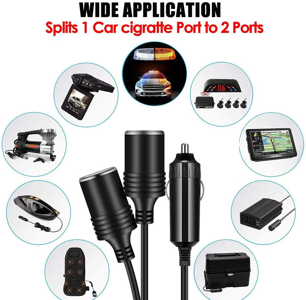 GTIWUNG Auto Motorrad Zigarettenanzünder Stecker Adapter DREI-Wege-Buchse Splitter, 1 bis 2 KFZ Auto Zigarettenanzünder Stecker 12V/24V