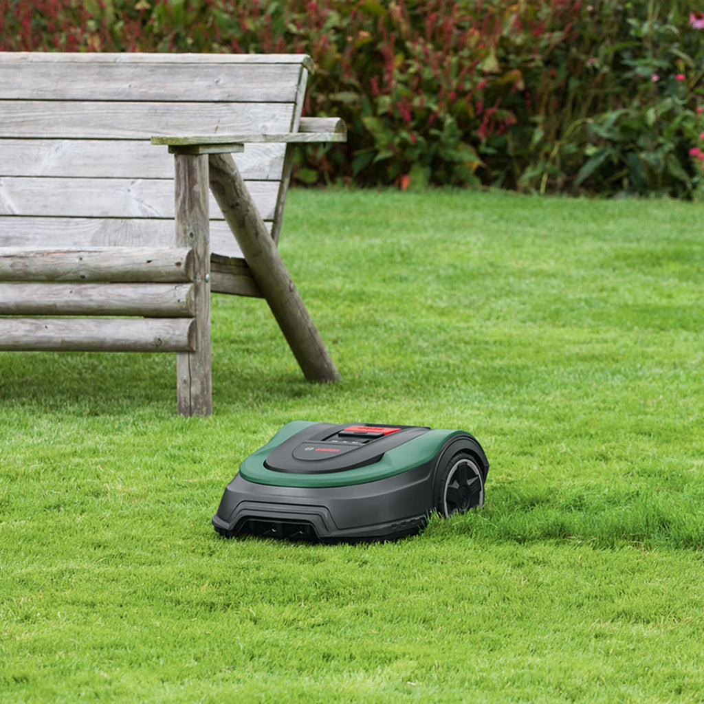 Bosch Home and Garden Indego XS 300 Robot Lawnmower (with Integrated 18 V Battery, Charging Station Included, Cutting Width 19 cm, for Lawns up to 300 m², in Box) Black, Green