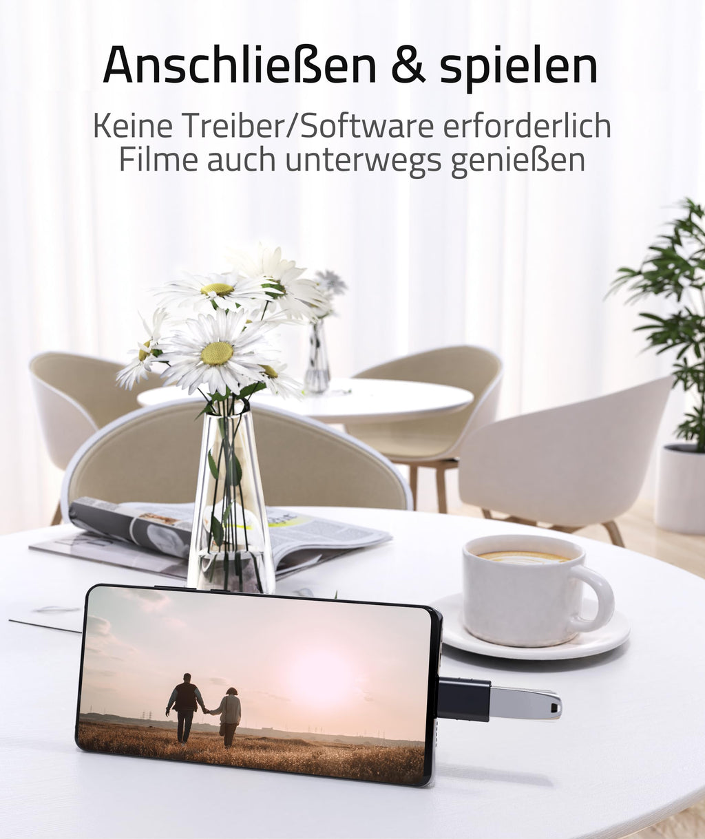 Syntech USB-C-auf-USB-Adapter, 2 USB-C-Stecker-auf-USB-3-Buchsen-Adapter, kompatibel mit iPhone 16 Pro Max iMac iPad Pro 2021, MacBook Air Pro 2020 und Anderen Typ-C-/Thunderbolt-3-Geräten, Blau