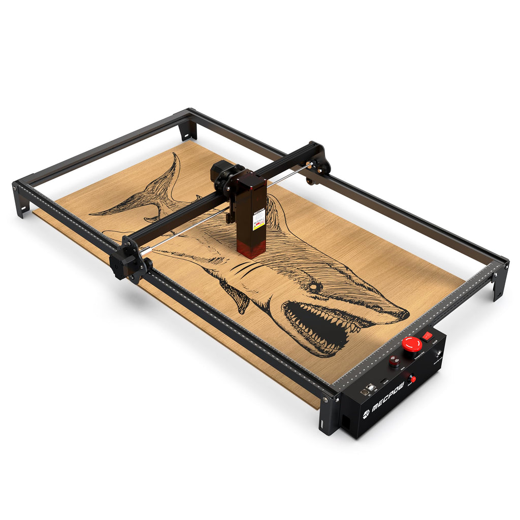 Mecpow X3 Pro Laser Graviermaschine mit Luftunterstützung, 10W Graviermaschine Laser Cutter für Holz und Metall, 60W CNC Fräsmaschine mit Not-Aus, Flammen- und Gyro-Erkennung, 410 x 400mm Fläche