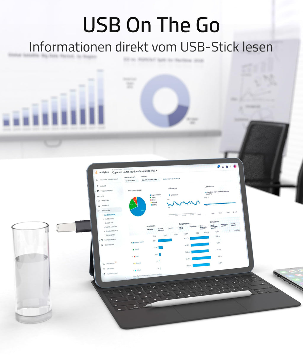 Syntech USB-C-auf-USB-Adapter, 2 USB-C-Stecker-auf-USB-3-Buchsen-Adapter, kompatibel mit iPhone 16 Pro Max iMac iPad Pro 2021, MacBook Air Pro 2020 und Anderen Typ-C-/Thunderbolt-3-Geräten, Blau