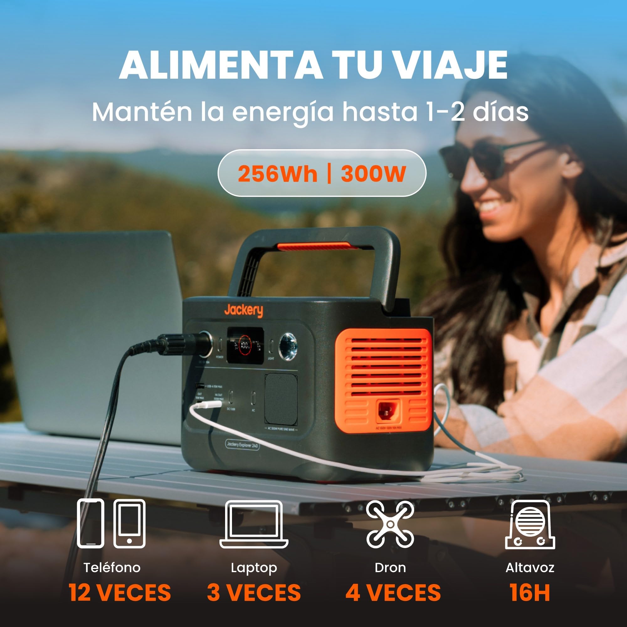Jackery 240 v2 Solar Generator mit 40W Solarpanel, 256Wh LiFePO4-Batterie, 300W AC & 100W USB-C-Ausgang f¨¹r Outdoor, Camping & Notfall (2024 Neue)