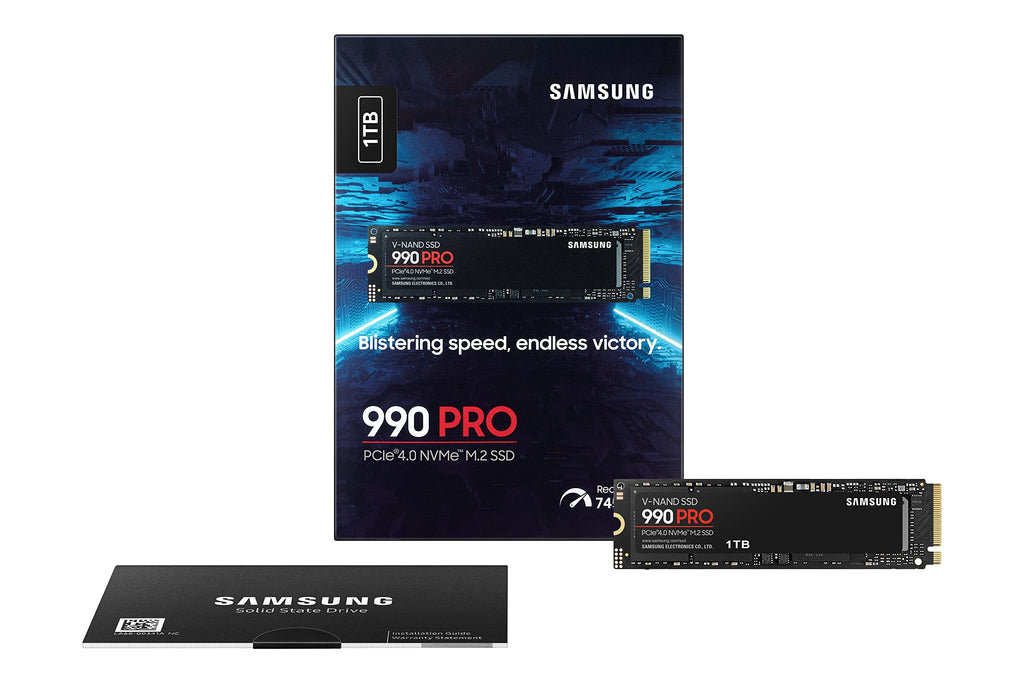 Samsung 990 PRO NVMe M.2 SSD, 2 TB, PCIe 4.0, 7.450 MB/s Lesen, 6.900 MB/s Schreiben, Interne SSD, Interne SSD für Gaming und Videobearbeitung, Schwarz, MZ-V9P2T0BW