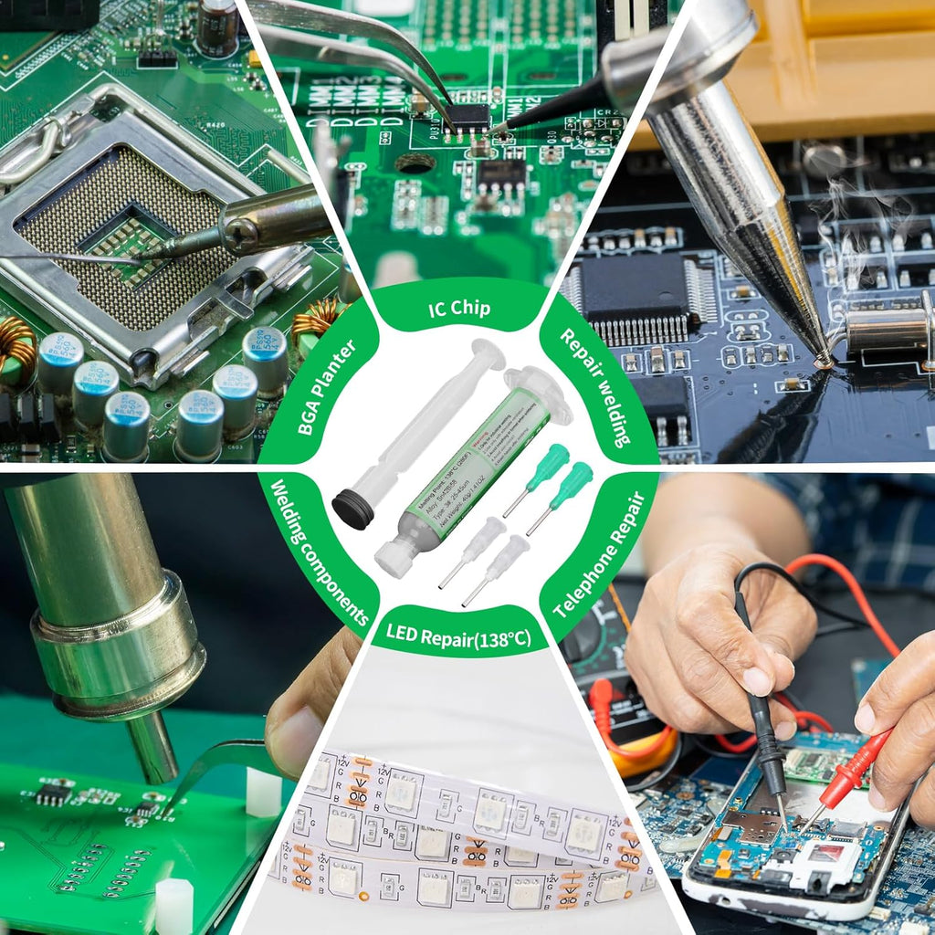 Gruiqrd Spritzenlötpaste Flussmittel Sn42 Bi58, Bleifreies Lötpaste, Lötflussmittel Zinnpaste,Niedrigtemperatur Lötzinn Paste 138 Grad, für BGA LED SMD SMT Lötzinn (1.41oz/40g)