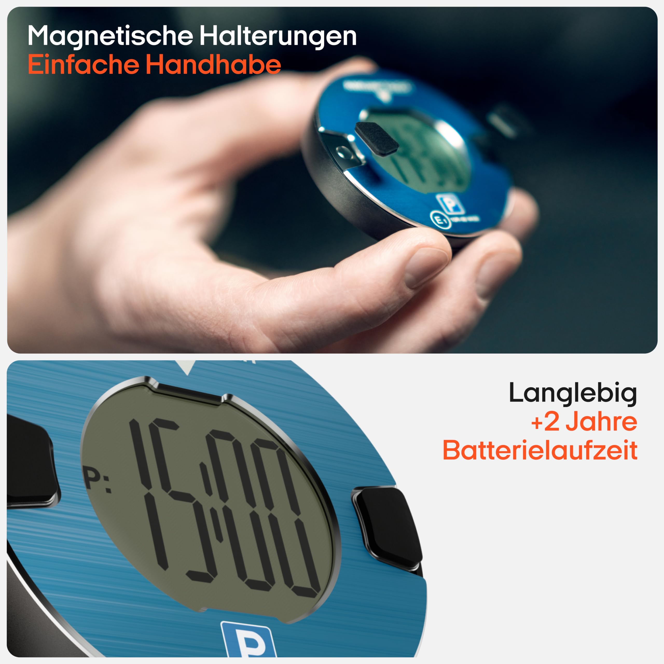 OOONO P-DISC NO1 - Elektronische Parkscheibe mit Zulassung fürs Auto - Automatische Digitale Parkscheibe Elektrisch mit Zulassung vom KBA nach StVO - Elektrische Parkuhr Auto zugelassen