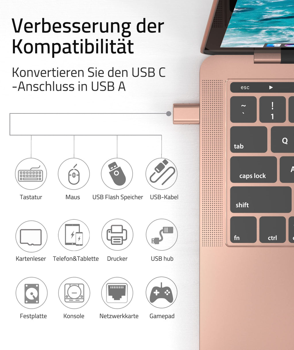 Syntech USB-C-auf-USB-Adapter, 2 USB-C-Stecker-auf-USB-3-Buchsen-Adapter, kompatibel mit iPhone 16 Pro Max iMac iPad Pro 2021, MacBook Air Pro 2020 und Anderen Typ-C-/Thunderbolt-3-Geräten, Blau