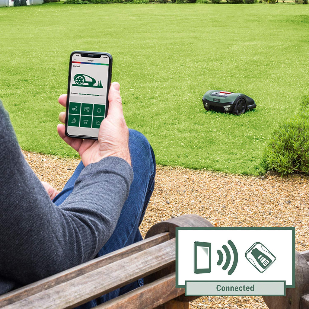 Bosch Home and Garden Indego XS 300 Robot Lawnmower (with Integrated 18 V Battery, Charging Station Included, Cutting Width 19 cm, for Lawns up to 300 m², in Box) Black, Green