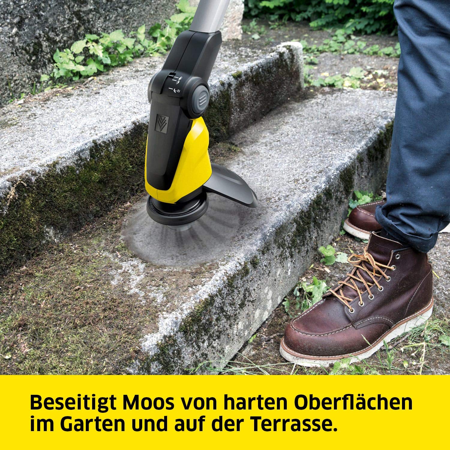 Kärcher 18 V Akku-Unkrautentferner WRE 18-55, Nylonborsten-Kopf mit max. 2.800 U/min, schwenkbarer Reinigungskopf, Teleskopstiel, verwendbar mit dem Kärcher 18-V-Akku, ohne Akku