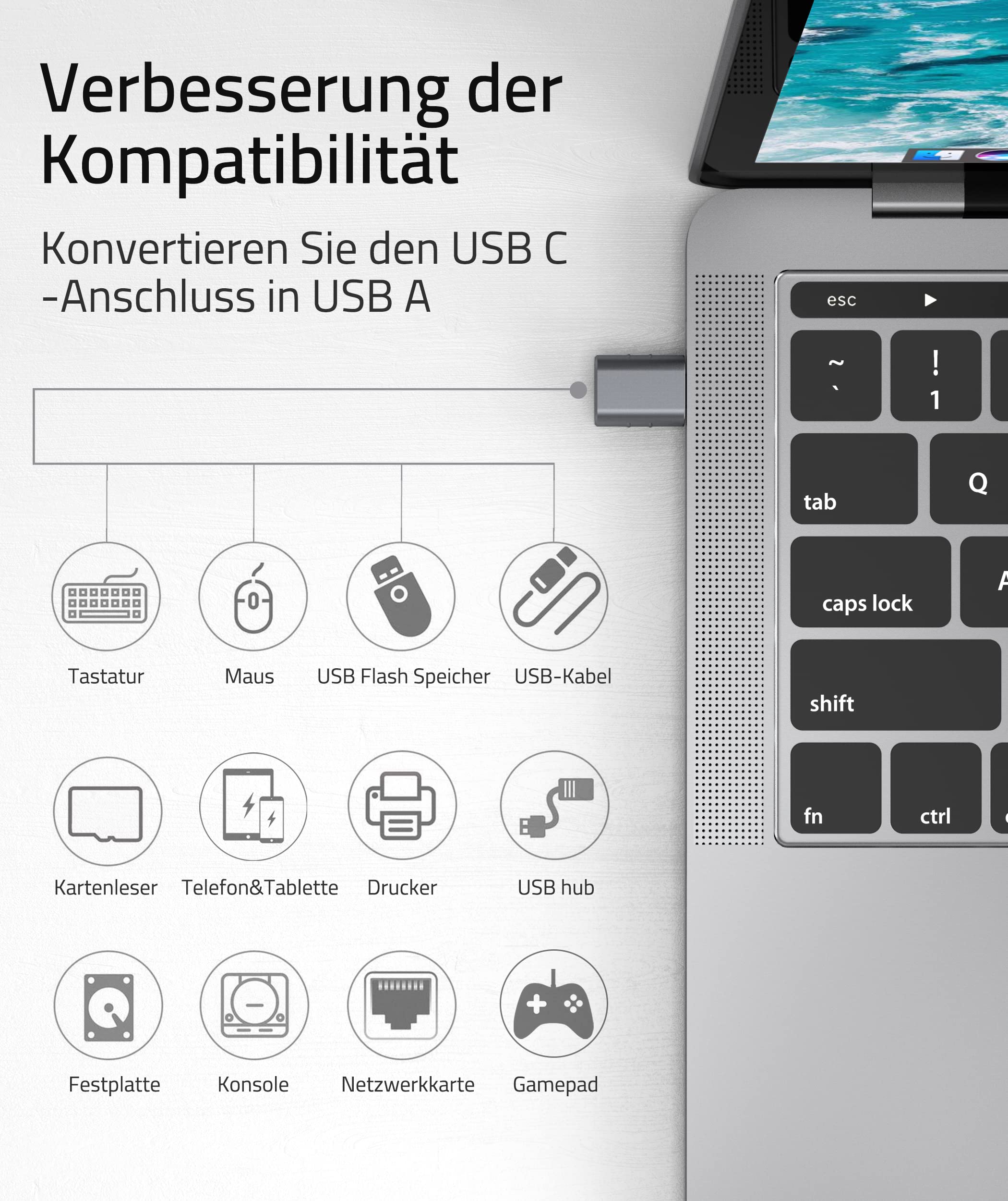 Syntech USB-C-auf-USB-Adapter, 2 USB-C-Stecker-auf-USB-3-Buchsen-Adapter, kompatibel mit iPhone 16 Pro Max iMac iPad Pro 2021, MacBook Air Pro 2020 und Anderen Typ-C-/Thunderbolt-3-Geräten, Blau