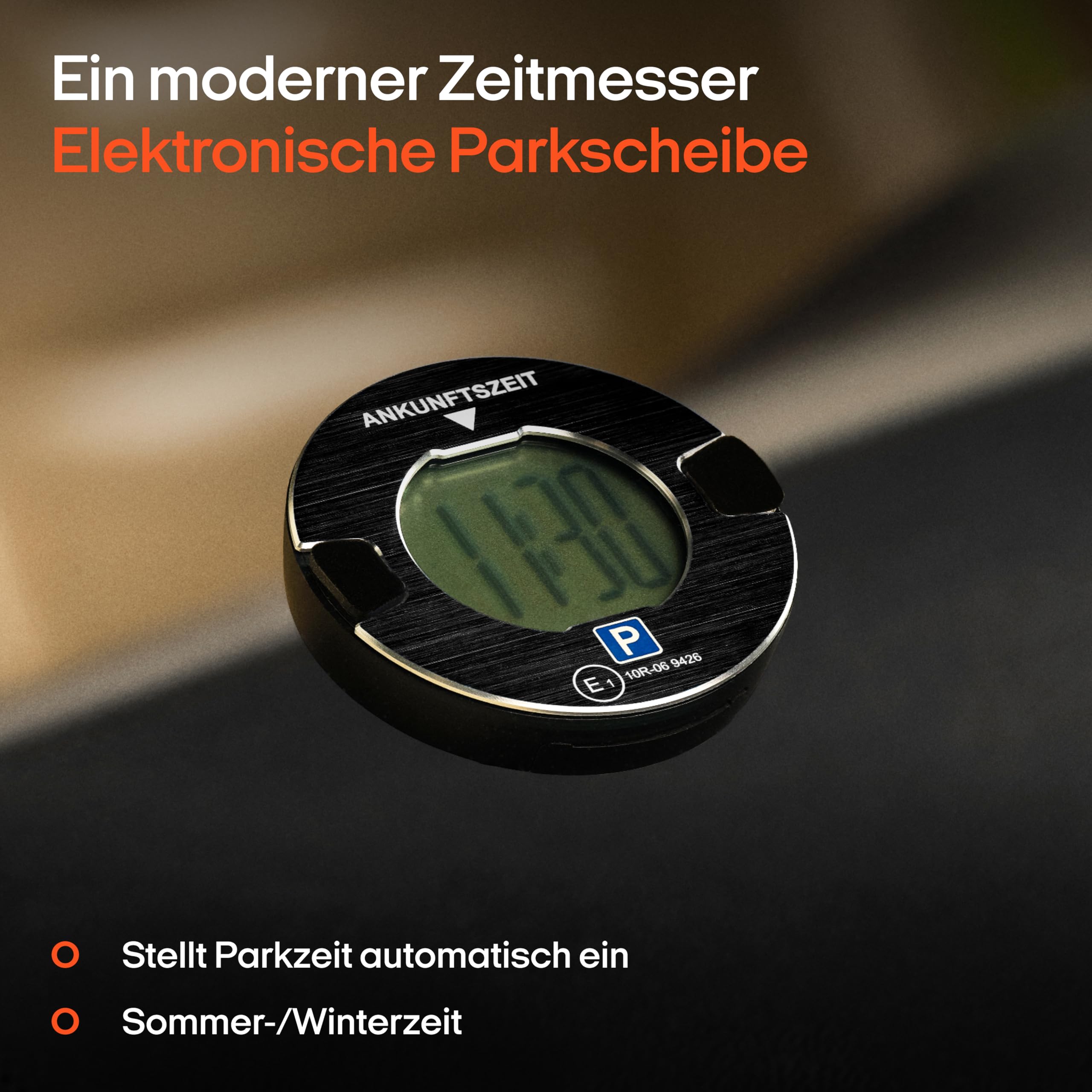OOONO P-DISC NO1 - Elektronische Parkscheibe mit Zulassung fürs Auto - Automatische Digitale Parkscheibe Elektrisch mit Zulassung vom KBA nach StVO - Elektrische Parkuhr Auto zugelassen