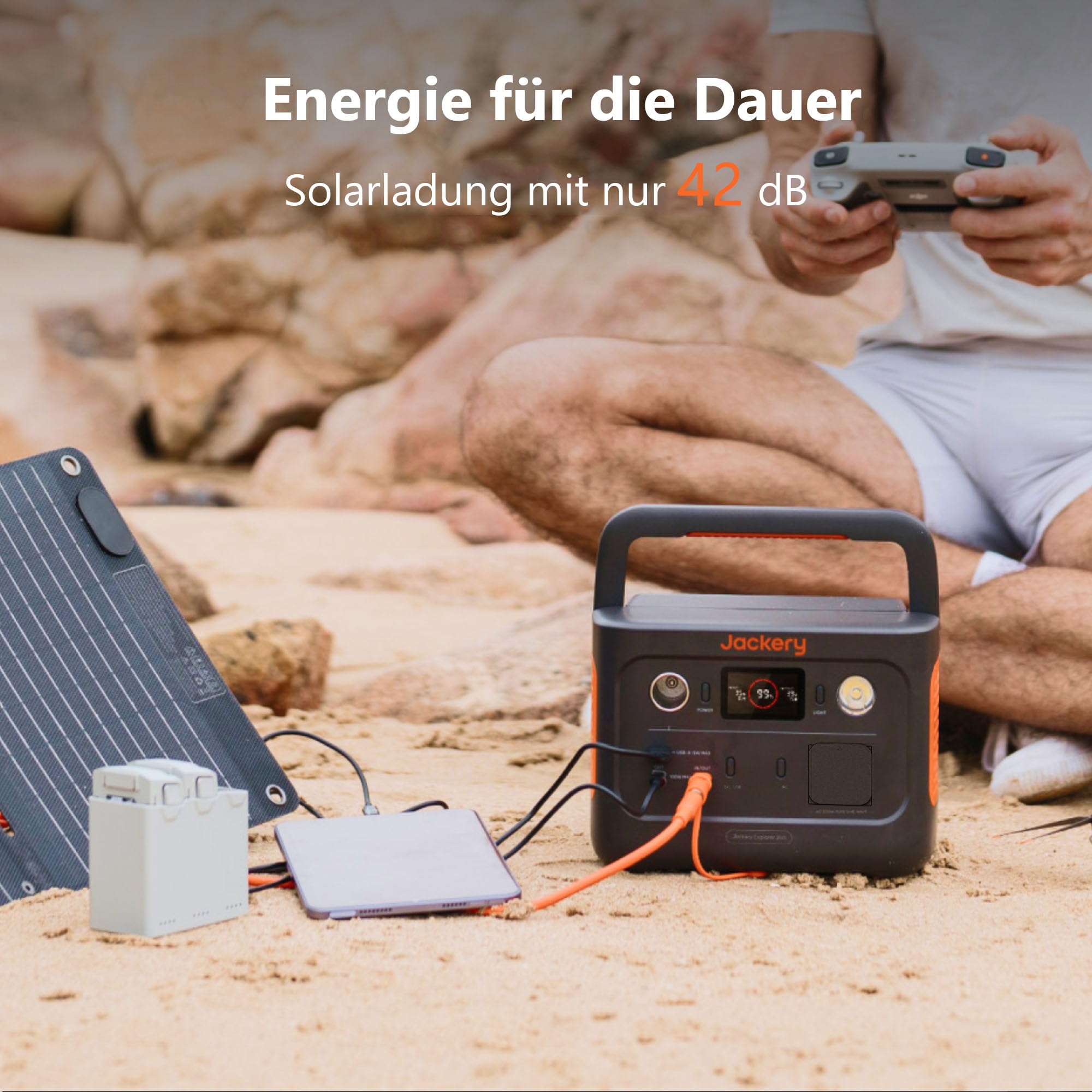 Jackery 240 v2 Solar Generator mit 40W Solarpanel, 256Wh LiFePO4-Batterie, 300W AC & 100W USB-C-Ausgang f¨¹r Outdoor, Camping & Notfall (2024 Neue)