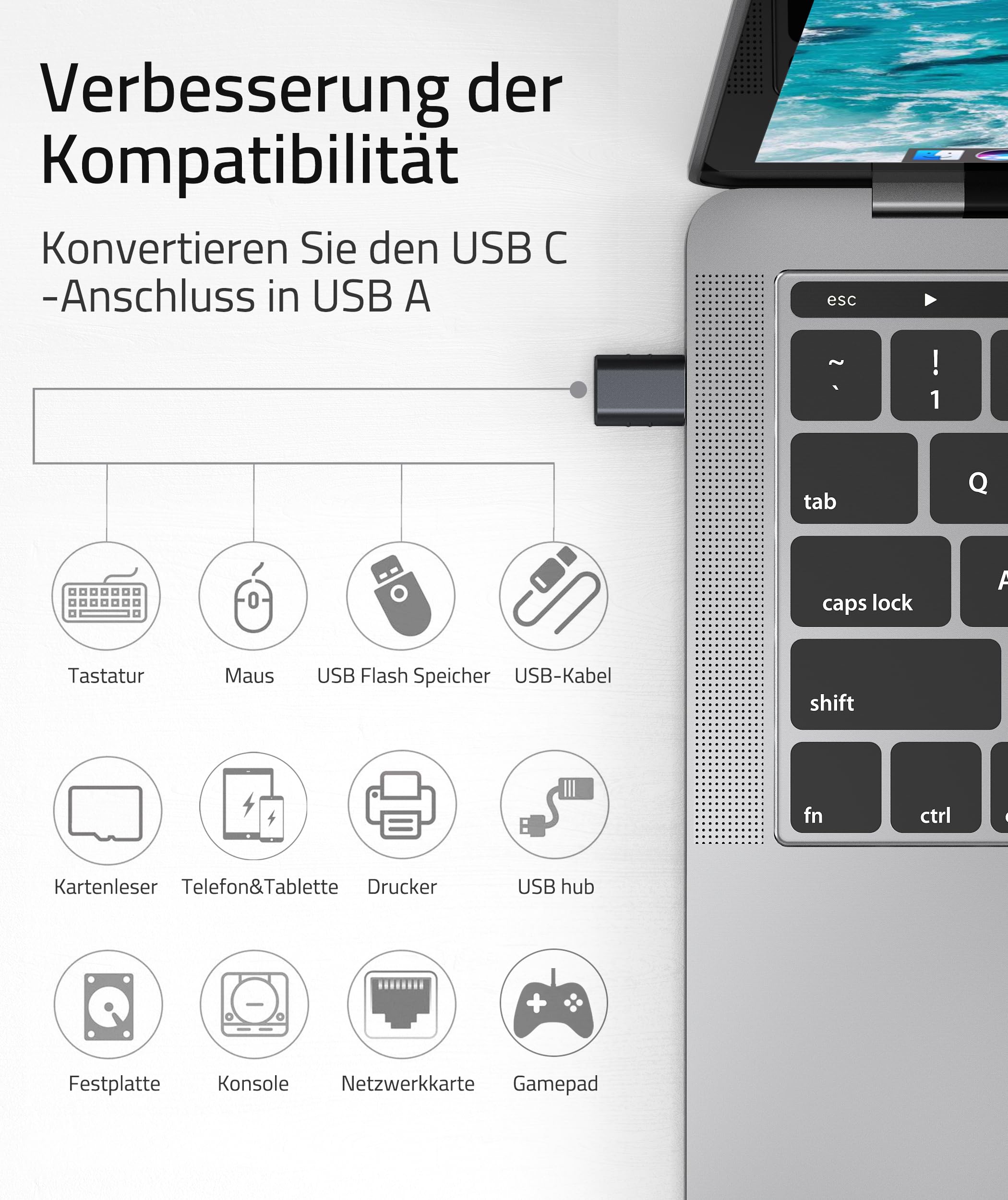 Syntech USB-C-auf-USB-Adapter, 2 USB-C-Stecker-auf-USB-3-Buchsen-Adapter, kompatibel mit iPhone 16 Pro Max iMac iPad Pro 2021, MacBook Air Pro 2020 und Anderen Typ-C-/Thunderbolt-3-Geräten, Blau