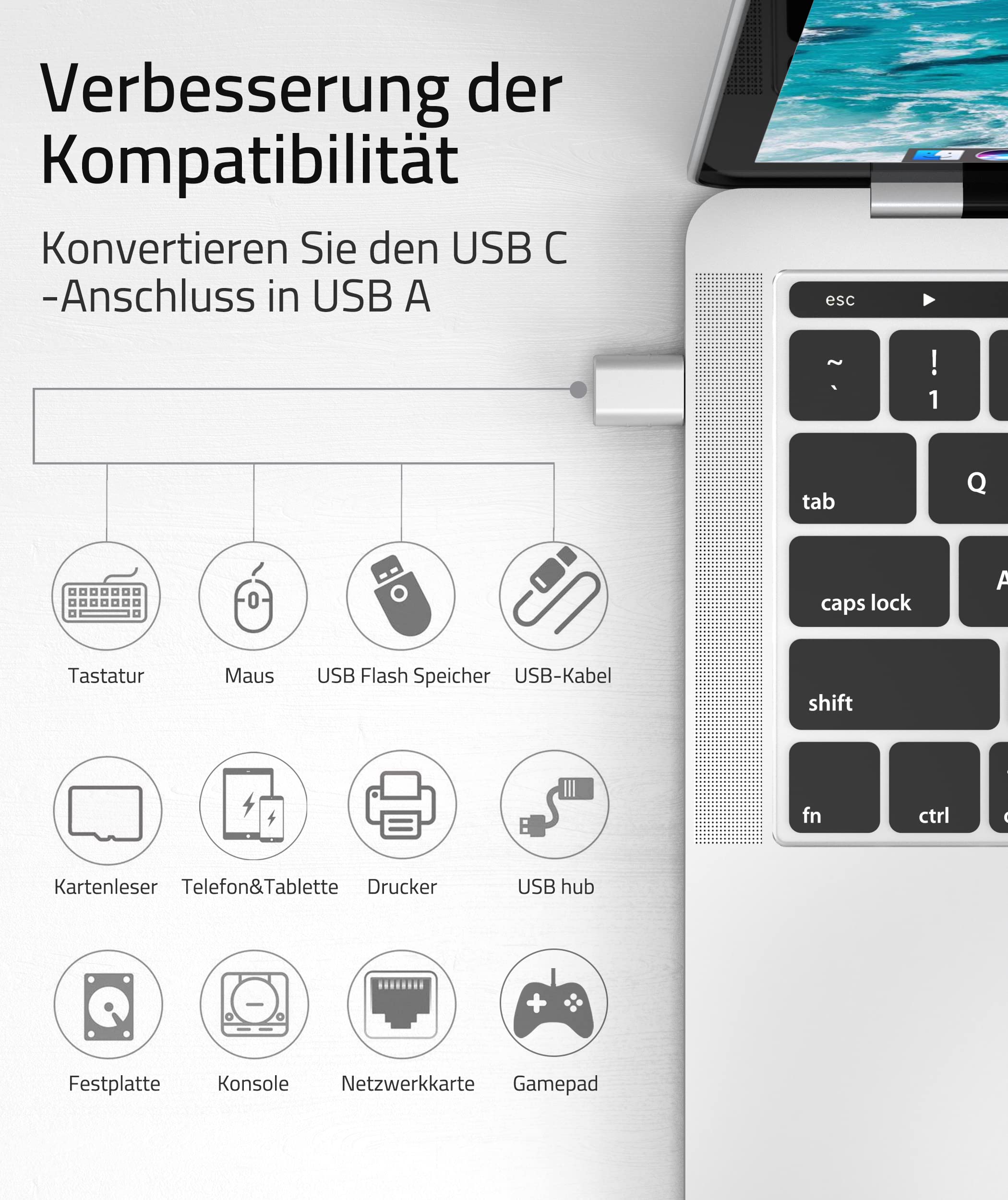 Syntech USB-C-auf-USB-Adapter, 2 USB-C-Stecker-auf-USB-3-Buchsen-Adapter, kompatibel mit iPhone 16 Pro Max iMac iPad Pro 2021, MacBook Air Pro 2020 und Anderen Typ-C-/Thunderbolt-3-Geräten, Blau