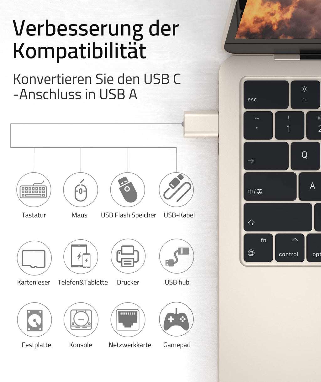 Syntech USB-C-auf-USB-Adapter, 2 USB-C-Stecker-auf-USB-3-Buchsen-Adapter, kompatibel mit iPhone 16 Pro Max iMac iPad Pro 2021, MacBook Air Pro 2020 und Anderen Typ-C-/Thunderbolt-3-Geräten, Blau
