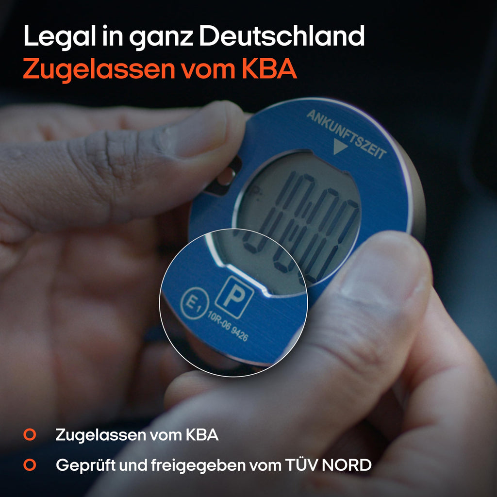 OOONO P-DISC NO1 - Elektronische Parkscheibe mit Zulassung fürs Auto - Automatische Digitale Parkscheibe Elektrisch mit Zulassung vom KBA nach StVO - Elektrische Parkuhr Auto zugelassen