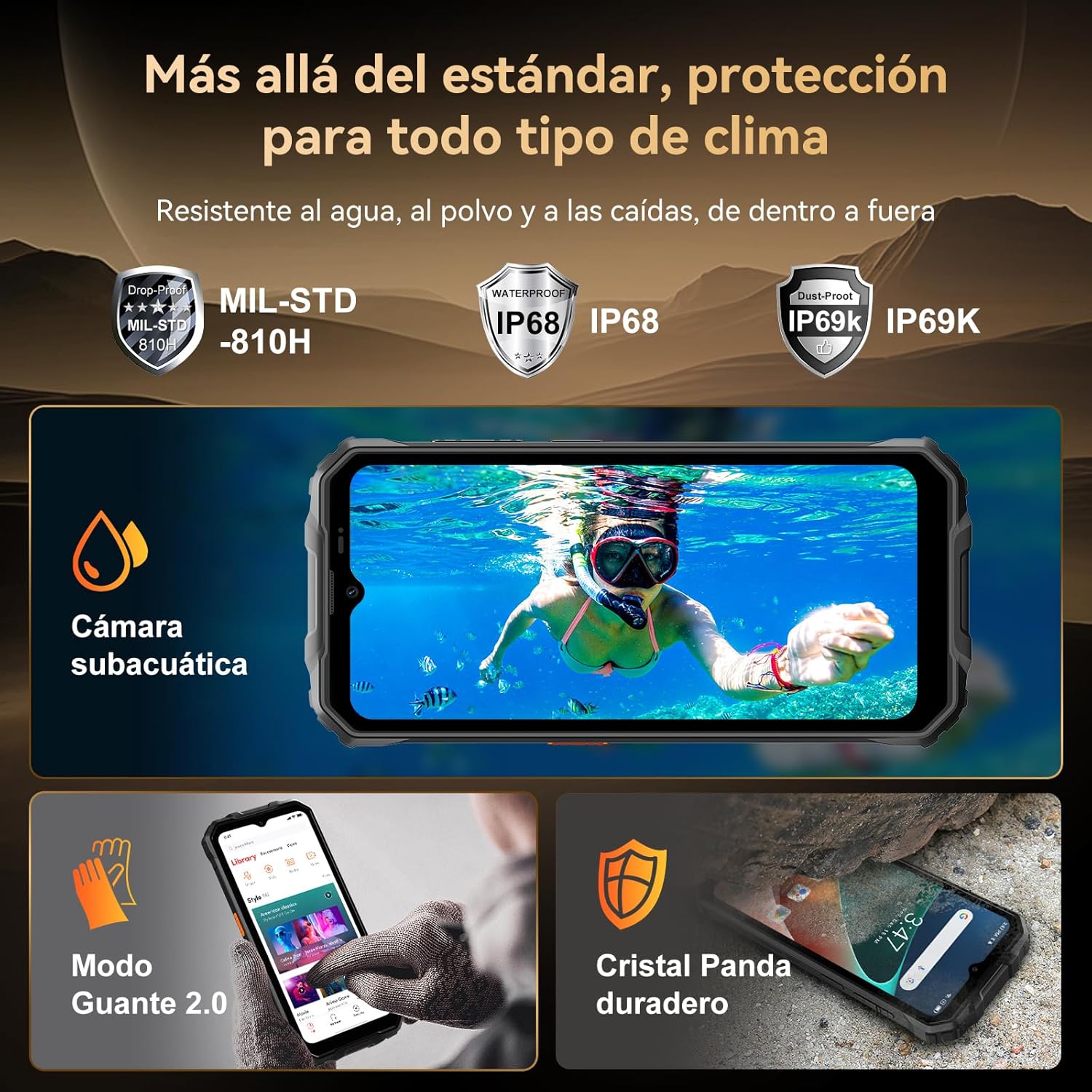 OSCAL Marine 2 Outdoor Handy Ohne Vertrag 2025, 11000mAh 12GB+64GB/2TB, Android 15 Outdoor Smartphone, 6.56" HD+ 90Hz, 16MP+8MP AI Kamera Baustellenhandy, IP69K Wasserdicht, Dual SIM 4G/NFC/OTG/GPS