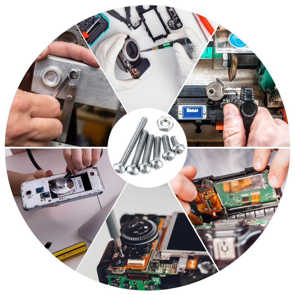 410 Stück M2 Senkkopf-Innensechskantschrauben, 10,9-Kohlenstoffstahl Vollgewinde-Maschinenschrauben, Muttern und Unterlegscheiben Sortiment mit Inbusschlüsseln