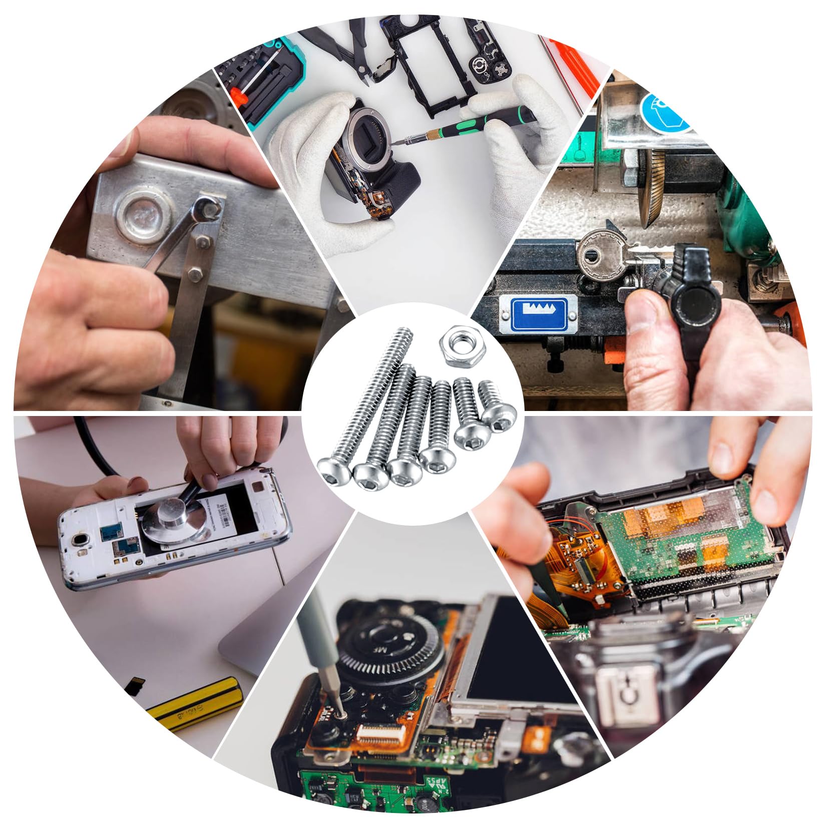 410 Stück M2 Senkkopf-Innensechskantschrauben, 10,9-Kohlenstoffstahl Vollgewinde-Maschinenschrauben, Muttern und Unterlegscheiben Sortiment mit Inbusschlüsseln