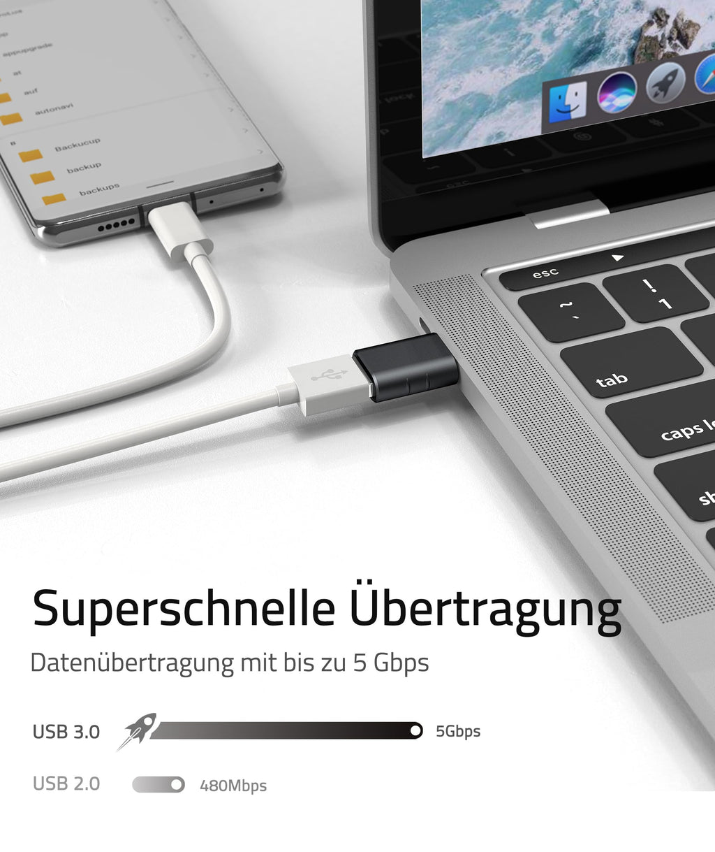 Syntech USB-C-auf-USB-Adapter, 2 USB-C-Stecker-auf-USB-3-Buchsen-Adapter, kompatibel mit iPhone 16 Pro Max iMac iPad Pro 2021, MacBook Air Pro 2020 und Anderen Typ-C-/Thunderbolt-3-Geräten, Blau