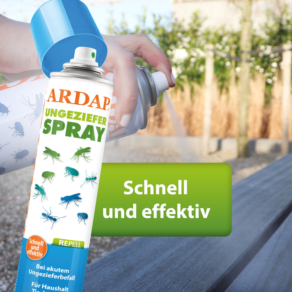 ARDAP Repell Ungezieferspray 750ml - Insektenspray bei akutem Ungezieferbefall - Abwehrend bei Insektenbefall - Insektenspray Wohnung - Mückenspray - Schädlingsfrei - Wirkt schnell & effektiv (PT19)