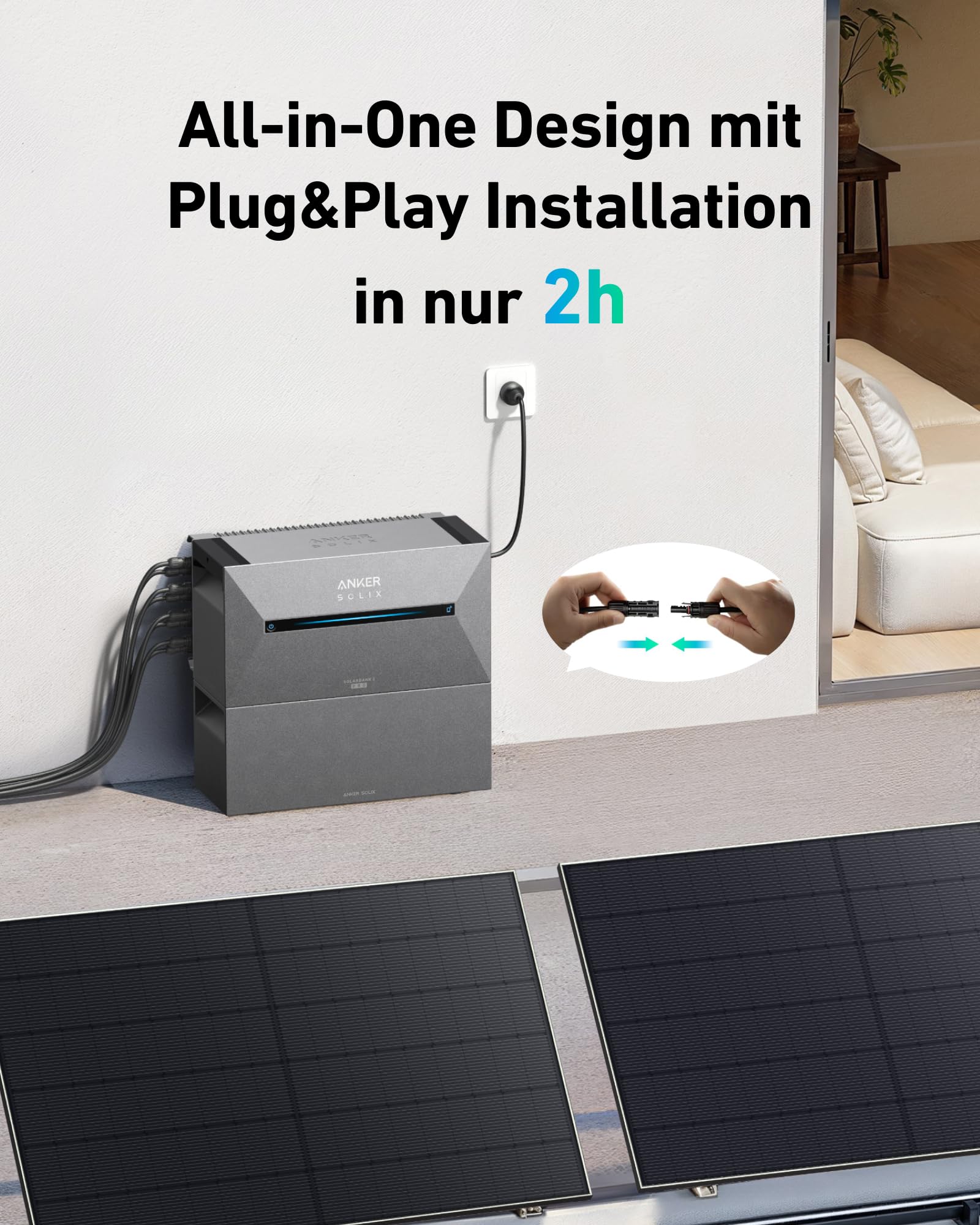 Anker SOLIX Solar Bank 2 E1600 Pro with Memory, All-in-One Power Storage with Micro Inverter, 1.6 kWh, 4 MPPT 2400 W Solar Input, 1000 W AC, 6000 Charging Cycles, 9.6 kWh Capacity, Plug & Play