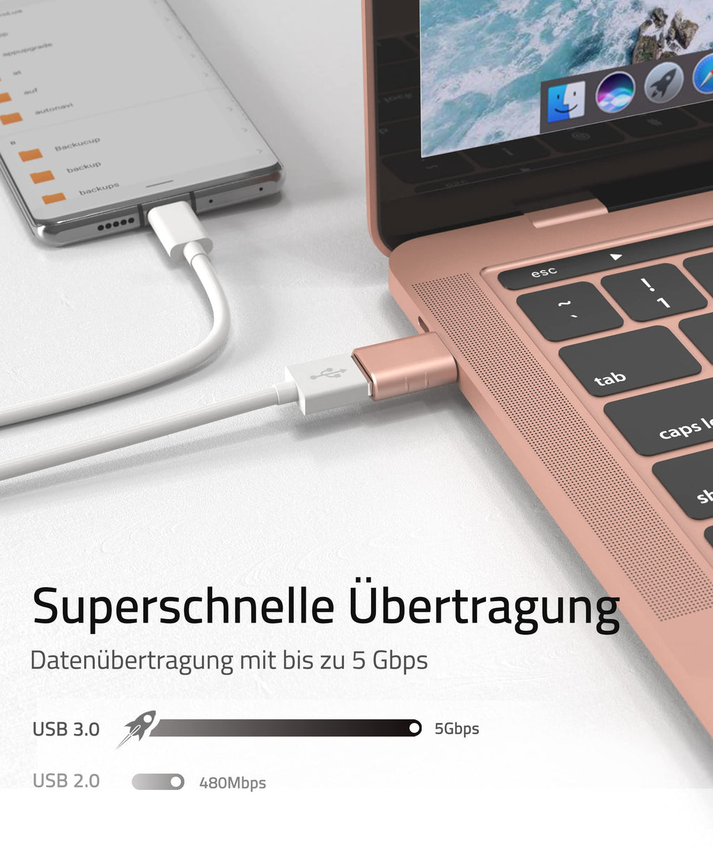 Syntech USB-C-auf-USB-Adapter, 2 USB-C-Stecker-auf-USB-3-Buchsen-Adapter, kompatibel mit iPhone 16 Pro Max iMac iPad Pro 2021, MacBook Air Pro 2020 und Anderen Typ-C-/Thunderbolt-3-Geräten, Blau
