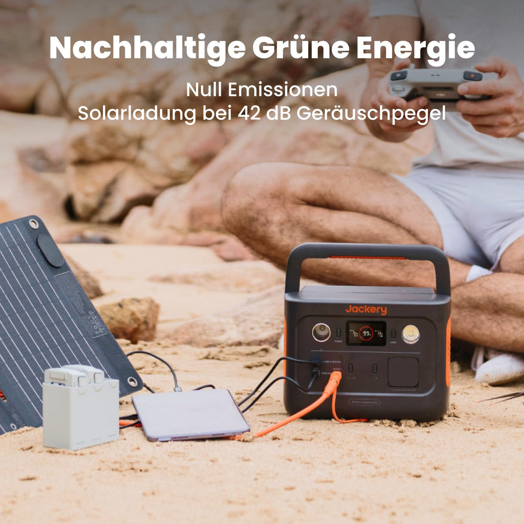 Jackery 240 v2 Solar Generator mit 40W Solarpanel, 256Wh LiFePO4-Batterie, 300W AC & 100W USB-C-Ausgang f¨¹r Outdoor, Camping & Notfall (2024 Neue)