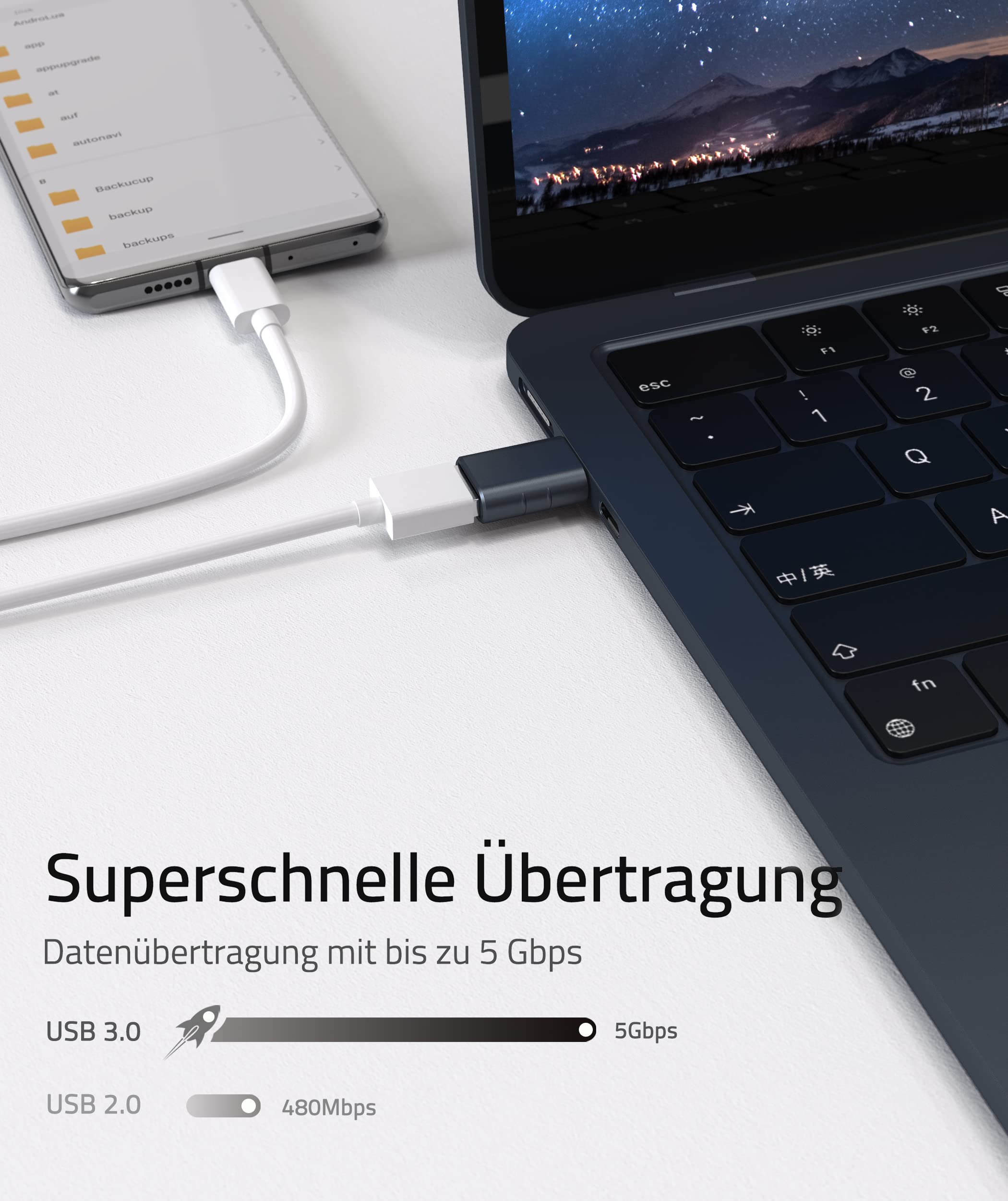 Syntech USB-C-auf-USB-Adapter, 2 USB-C-Stecker-auf-USB-3-Buchsen-Adapter, kompatibel mit iPhone 16 Pro Max iMac iPad Pro 2021, MacBook Air Pro 2020 und Anderen Typ-C-/Thunderbolt-3-Geräten, Blau