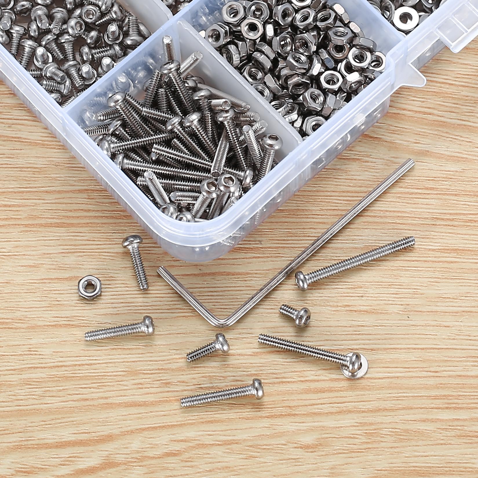 410 Stück M2 Senkkopf-Innensechskantschrauben, 10,9-Kohlenstoffstahl Vollgewinde-Maschinenschrauben, Muttern und Unterlegscheiben Sortiment mit Inbusschlüsseln