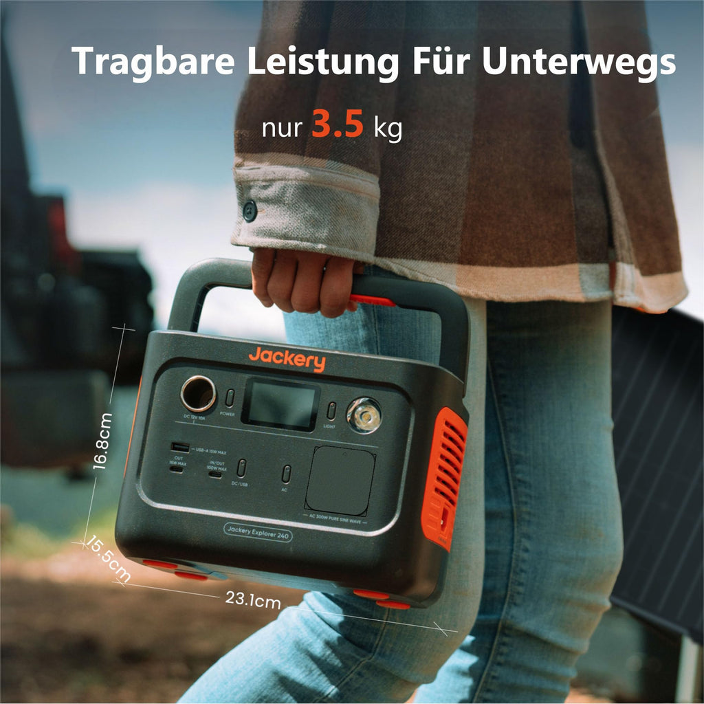 Jackery 240 v2 Solar Generator mit 40W Solarpanel, 256Wh LiFePO4-Batterie, 300W AC & 100W USB-C-Ausgang f¨¹r Outdoor, Camping & Notfall (2024 Neue)