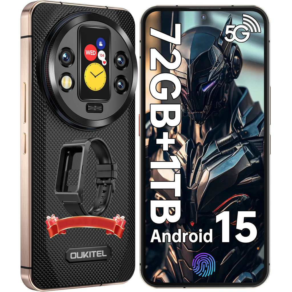 OUKITEL WP200 Pro 5G Outdoor Handy - Android 15 72GB+1TB Smartphone mit SmartWatch, 6,7” AMOLED FHD+ 120 Hz Wasserdicht Ohne Vertrag 8580mAh/45W, 108MP Kamera, 5G Dual SIM/NFC/WiFi 6 - Grün