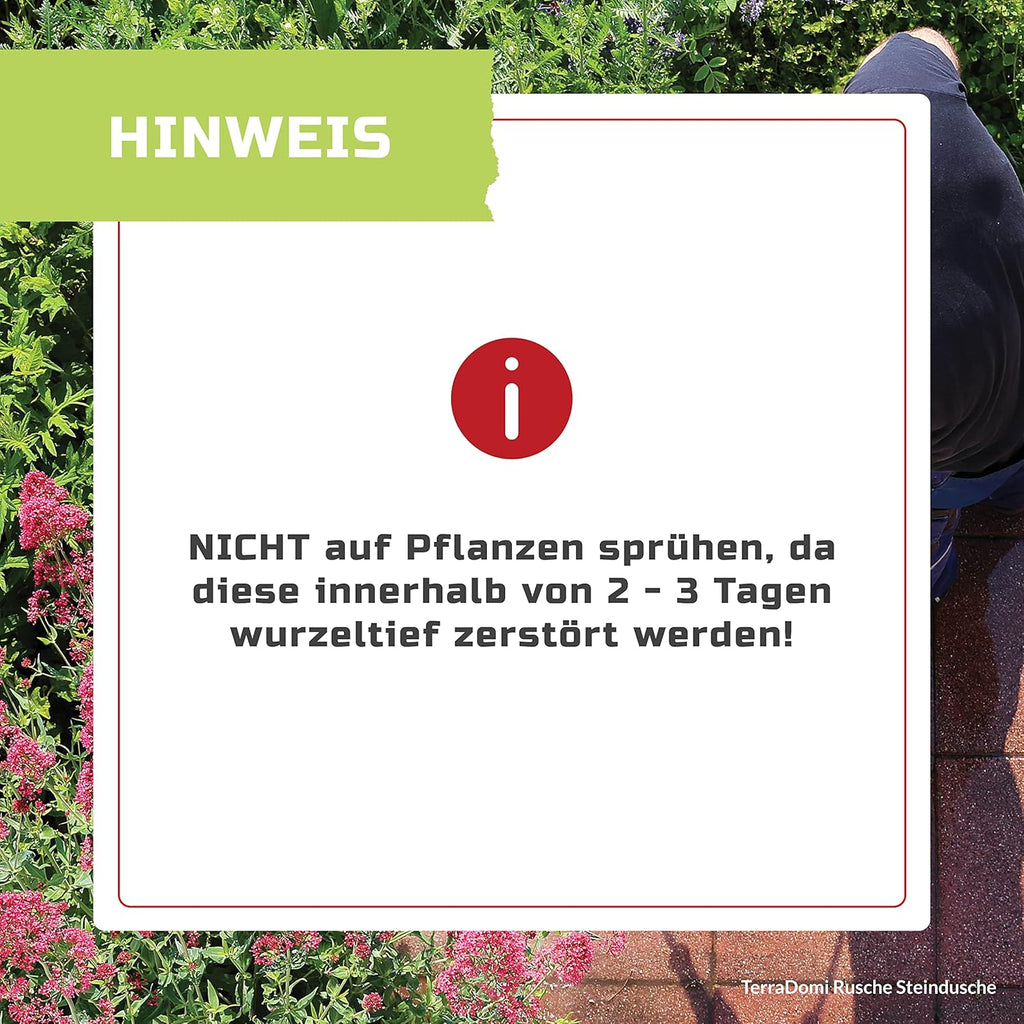 Terra Domi Rusche Steindusche, 5 L Konzentrat, Steinreiniger für bis zu 2000 m², Reinigungsmittel für saubere Wege & Plätze, Wegerein, biologisch abbaubar
