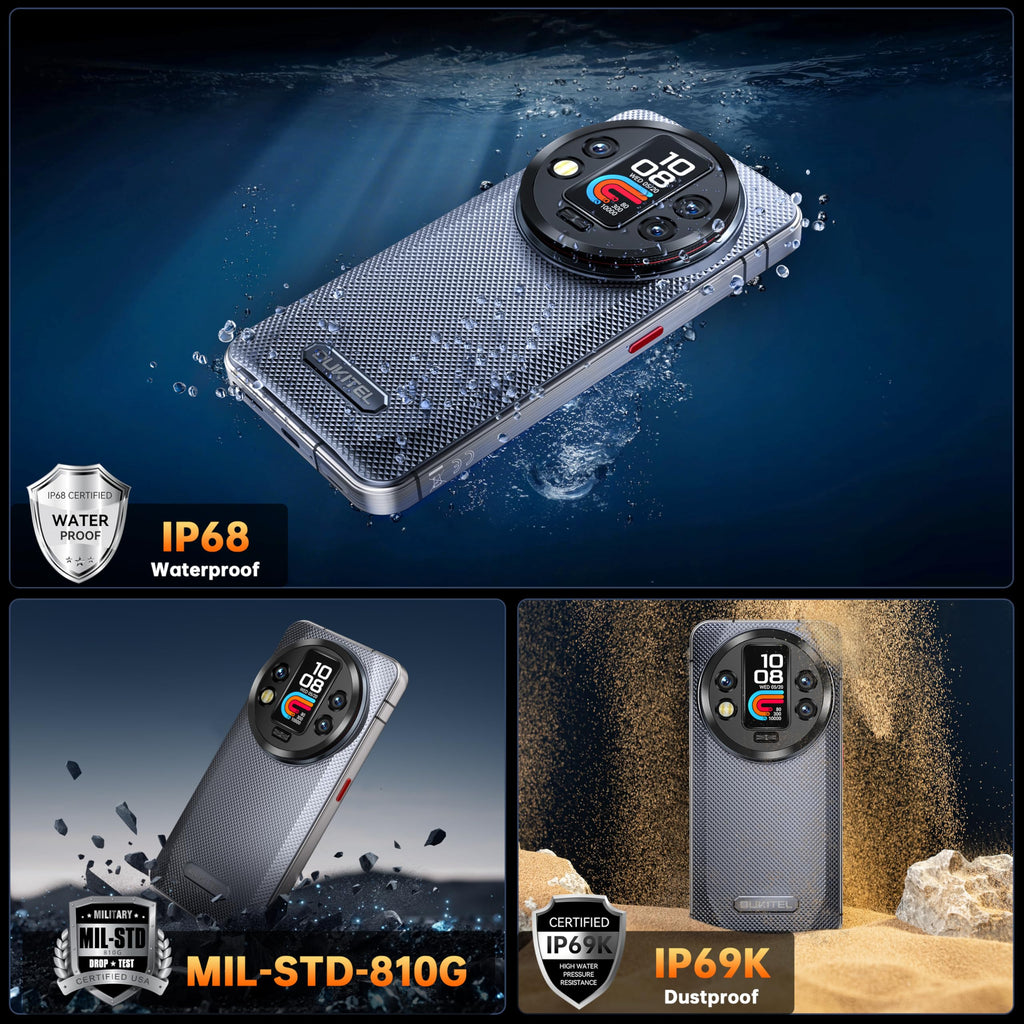 OUKITEL WP200 Pro 5G Outdoor Handy - Android 15 72GB+1TB Smartphone mit SmartWatch, 6,7” AMOLED FHD+ 120 Hz Wasserdicht Ohne Vertrag 8580mAh/45W, 108MP Kamera, 5G Dual SIM/NFC/WiFi 6 - Grün