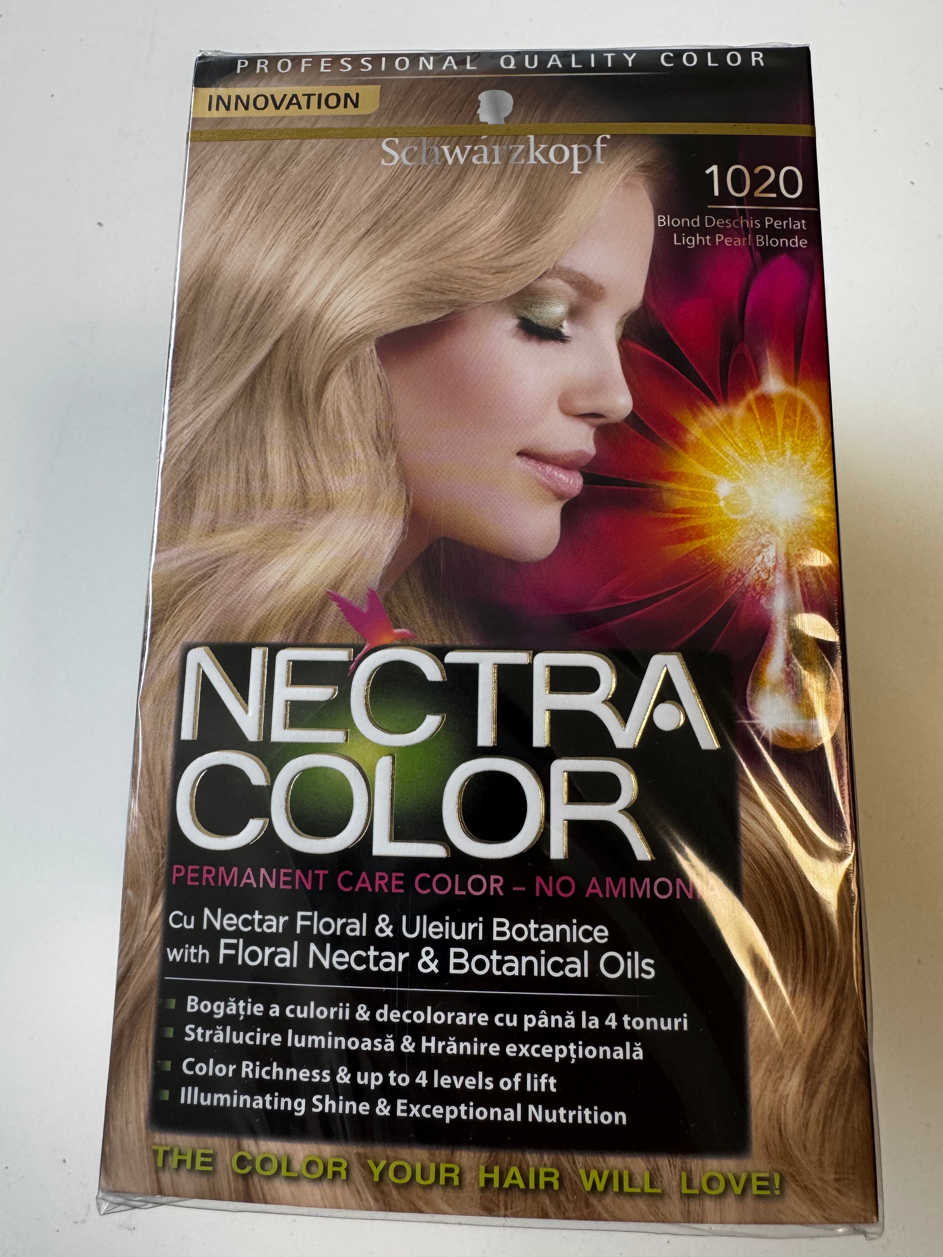 3er-Pack Schwarzkopf Nectra Color 1020 Light Pearl Blonde / Helles Perlblond (Restposten MHD überschritten)