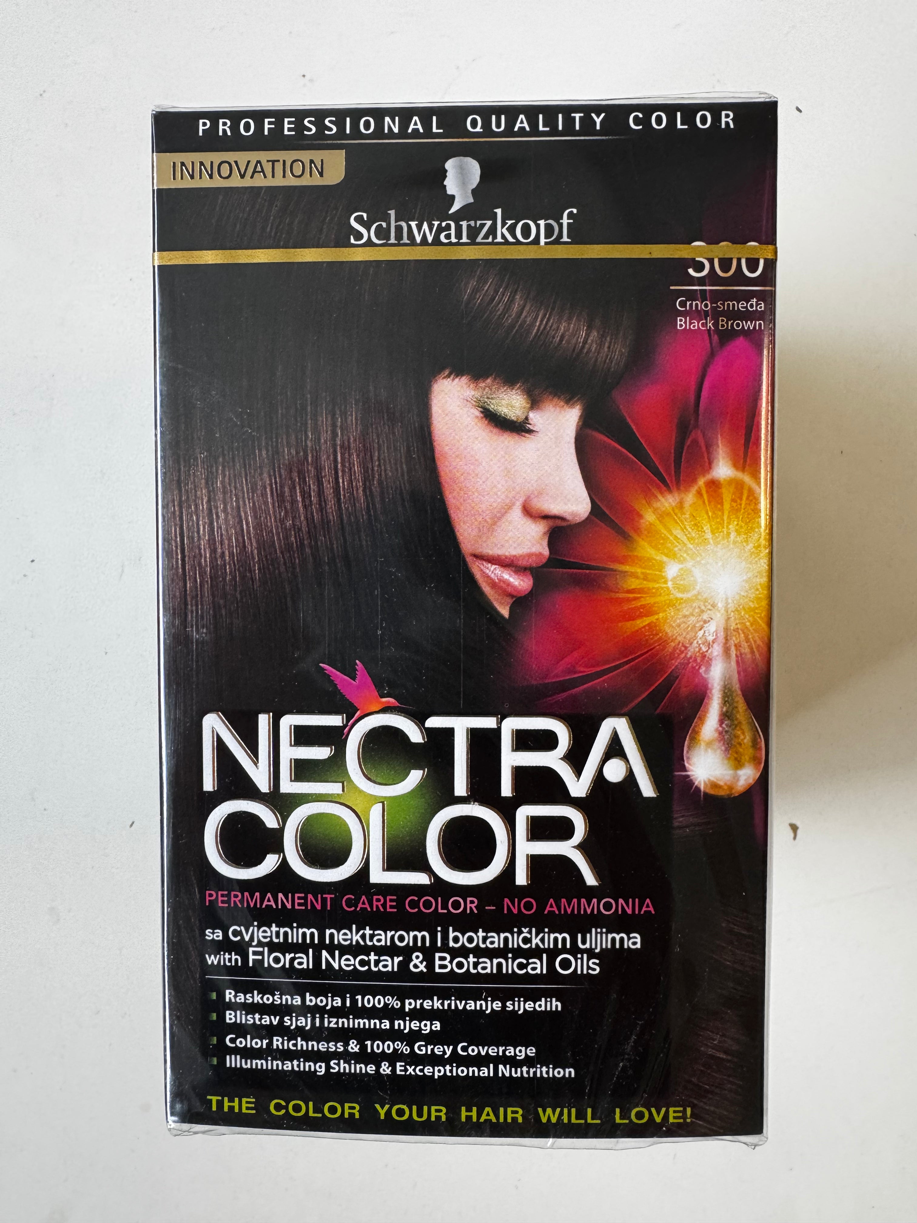 3er-Pack Schwarzkopf Nectra Color 300 Black Brown / Schwarzbraun (Restposten MHD überschritten)